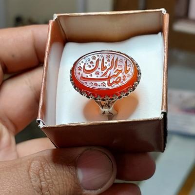 انگشتر عقیق قرمز مردانه حکاکی یاصاحب الزمان کد 1369