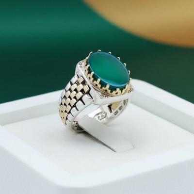 انگشتر مرانه عقیق سبز کد 1387