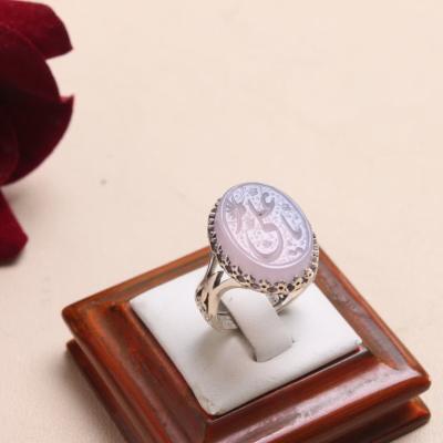 انگشتر نقره با سنگ عقیق سوسنی حکاکی یاعلی کد 1347