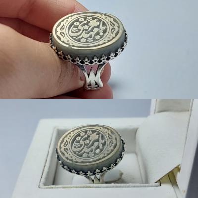 انگشتر نقره با سنگ یشم با حکاکی یامهدی کد 1249