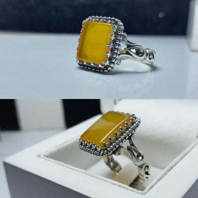 انگشتر نقره رکاب طرح رهبری باسنگ شرف الشمس کد 1189