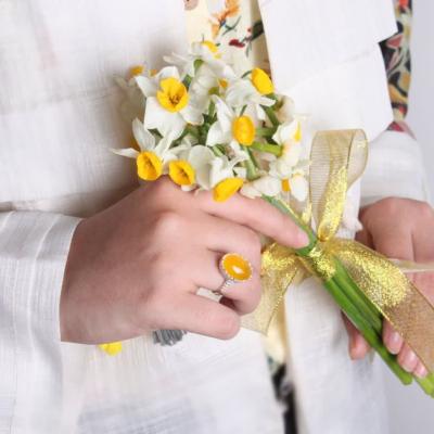 انگشتر نقره با سنگ عقیق زرد شرف و الشمس درجه یک – کد 1061