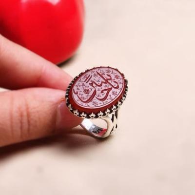 انگشتر نقره عیار 925 با سنگ عقیق درجه یک – کد 1065