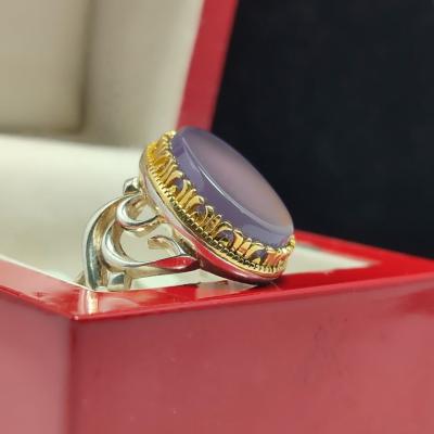 انگشتر نقره رکاب یاحسین (ع)با سنگ عقیق سوسنی درجه– کد 1092