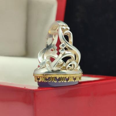 انگشتر نقره رکاب یاحسین (ع)با سنگ عقیق سوسنی درجه– کد 1092
