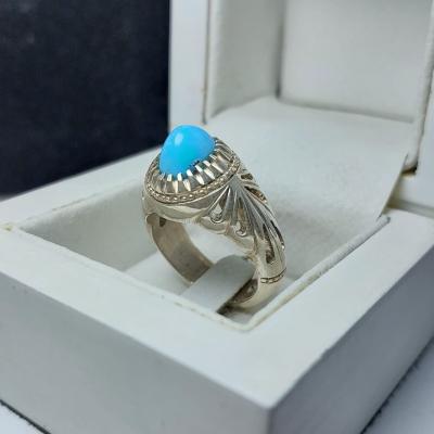 انگشتر نقره با سنگ فیروزه نیشابوری کد 1266